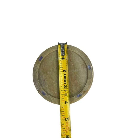 Handcrafted Stone Coasters With Wooden Holder Set Of 4 4" Diameter Onyx With Lip - Picture 5 of 16